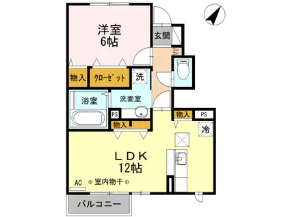 ブリュンヒルト(1LDK/1階)の間取り写真