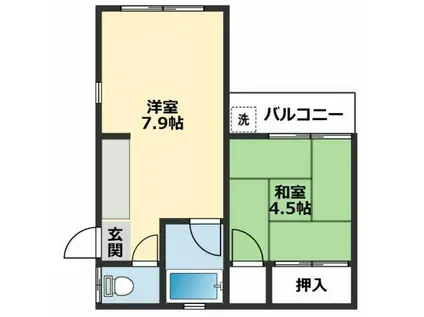 スカイハウス野比(1DK/1階)の間取り写真