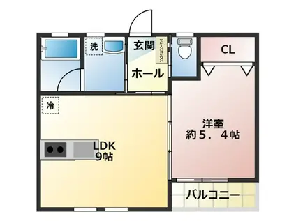 LAハウス(1LDK/2階)の間取り写真