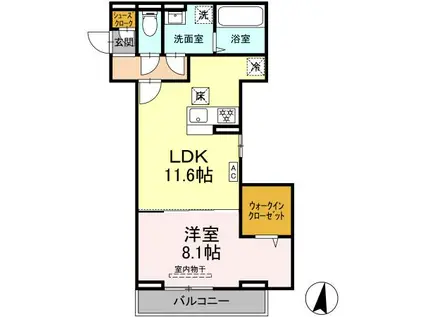 ハッピー プレイス(1LDK/1階)の間取り写真