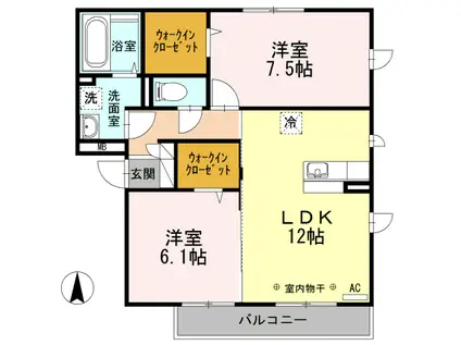 ビューテラス平井 B(2LDK/3階)の間取り写真