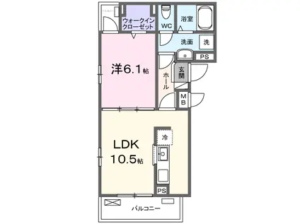 ファルファーラ(1LDK/2階)の間取り写真