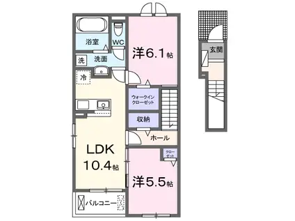 リヴィエールMORIYA(2LDK/2階)の間取り写真