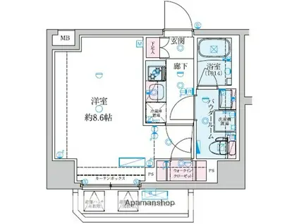 GENOVIA大師橋(1K/3階)の間取り写真