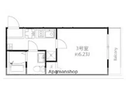 横浜コリーヌモダン(1K/1階)の間取り写真