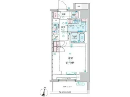 ジェノヴィア平塚Ⅲ(1K/4階)の間取り写真