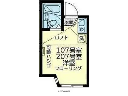 ユナイトKOKANエルリンガー(ワンルーム/2階)の間取り写真