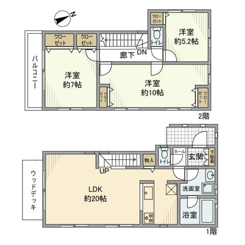 横浜線 大口駅 徒歩15分 2階建 築10年(3LDK)の間取り写真