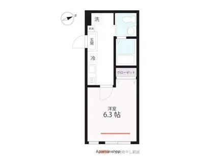 QUIET CRAB HOUSE MIX山手Ⅱ(1K/1階)の間取り写真