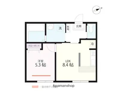 QUIET CRAB HOUSE MIX山手Ⅱ(1LDK/2階)の間取り写真