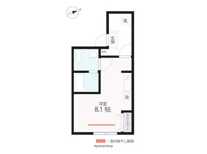 QUIET CRAB HOUSE MIX山手Ⅱ(ワンルーム/2階)の間取り写真