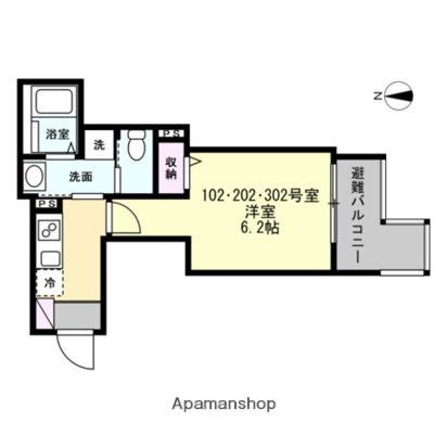 ベイルームソラーレ大師駅前(1K/1階)の間取り写真