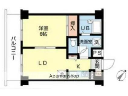 ロータリーライフ石川町(1DK/9階)の間取り写真