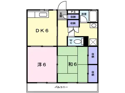 ハウス300(2DK/2階)の間取り写真