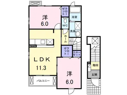 サンコリーヌ(2LDK/2階)の間取り写真