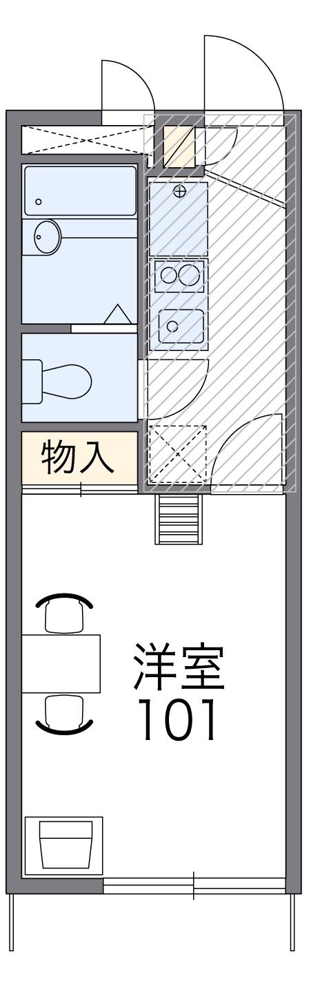 レオパレスパークサイドⅢ(1K/1階)の間取り写真