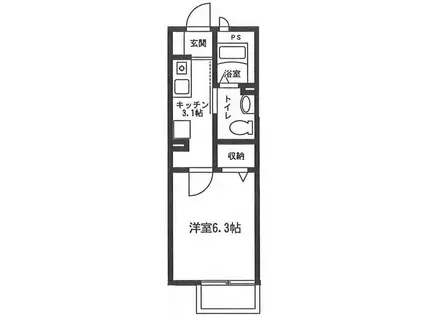 メゾンわかくさ(1K/2階)の間取り写真