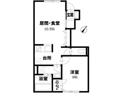 グリーンフォレスト(1LDK/1階)の間取り写真