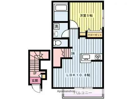 メゾンエスポワール(1LDK/2階)の間取り写真