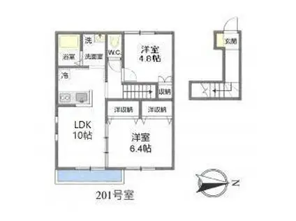 アルヴィータ(2LDK/2階)の間取り写真