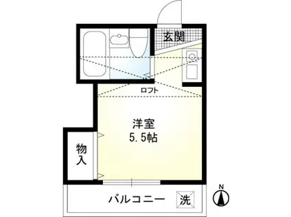 ポンデロッサ白山(ワンルーム/2階)の間取り写真