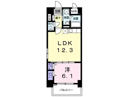 グリンデルヴァルト(1LDK/2階)の間取り写真