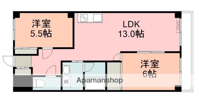 ラポール一本松(2LDK/2階)の間取り写真