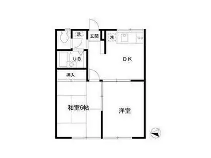 エステートピア林間II(2DK/1階)の間取り写真