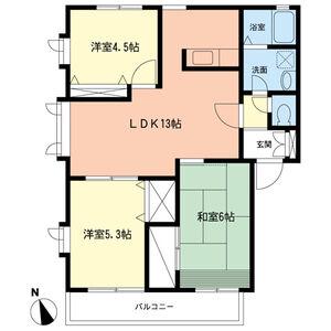 フォンテーヌドミールC(3LDK/2階)の間取り写真