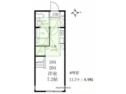 グランソレイユ大倉山(ワンルーム/1階)の間取り写真