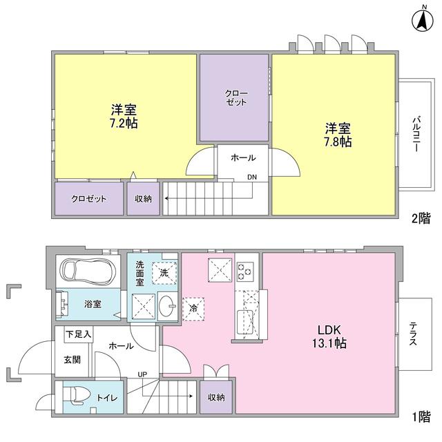ハルシオンプレイスA棟(2LDK)の間取り写真