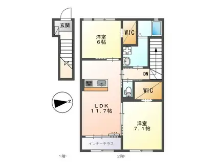リヴェール ブリス(2LDK/2階)の間取り写真