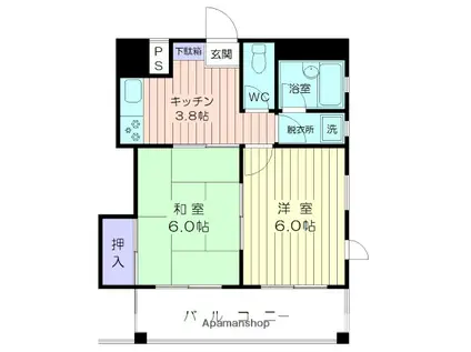 トラストワンビル20(2K/5階)の間取り写真