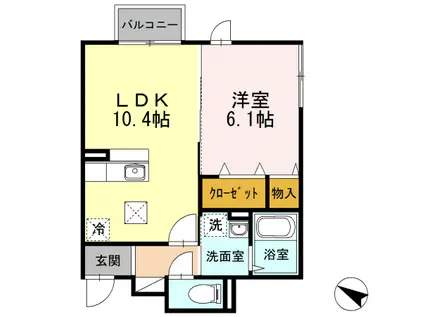 BELL ESPACE(1LDK/1階)の間取り写真