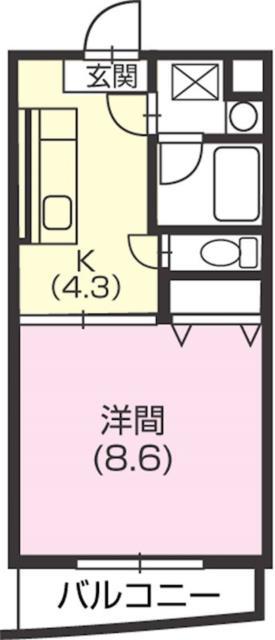 メイユール(1DK/3階)の間取り写真