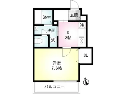 ルネッサンス 2002(1K/2階)の間取り写真