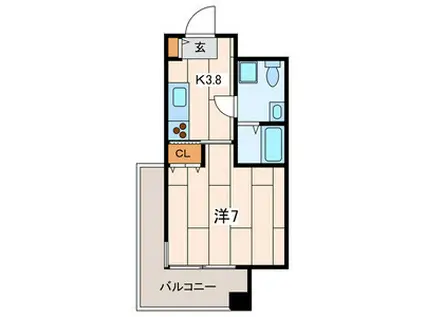 ローズマンションR&A(1K/3階)の間取り写真