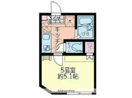 リーヴェルポート横浜南エミール(1K/2階)の間取り写真