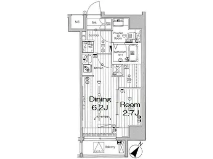 メイクスデザイン川崎3(1DK/8階)の間取り写真