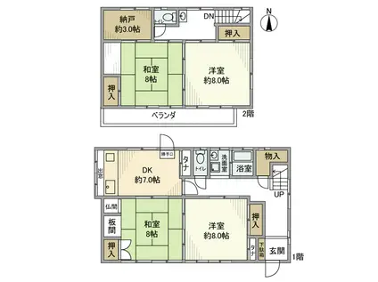 横須賀線 東逗子駅 徒歩7分 2階建 築41年(4DK)の間取り写真