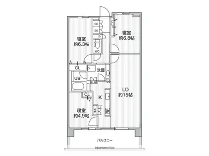 HF辻堂レジデンス(3LDK/8階)の間取り写真