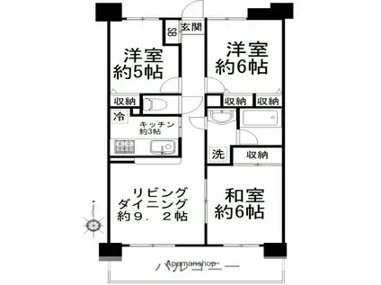 ダイアパレス川崎殿町2(3LDK/1階)の間取り写真
