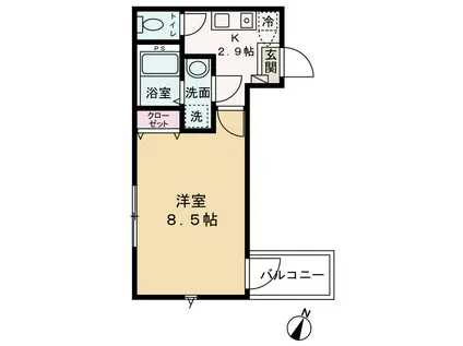 ゆいの木杉田(1K/2階)の間取り写真