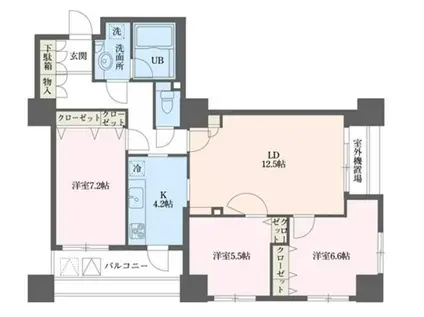ドゥーエ横浜駅前(3LDK/16階)の間取り写真