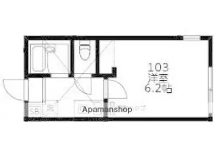ラフィネ弘明寺(1K/1階)の間取り写真