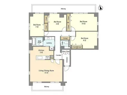 PATH宮前平(4LDK/4階)の間取り写真