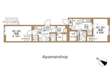 ハーミットクラブハウス横濱洋光台(ワンルーム/1階)の間取り写真