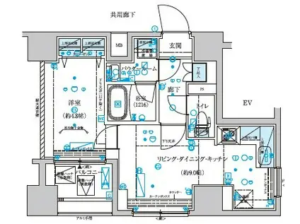 メインステージ横濱真金町(1LDK/10階)の間取り写真