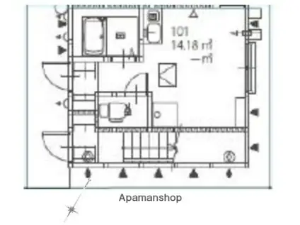 アーヴェル峰岡町(ワンルーム/1階)の間取り写真