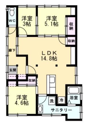 京浜急行電鉄本線 追浜駅 徒歩18分 2階建 築49年(3LDK)の間取り写真